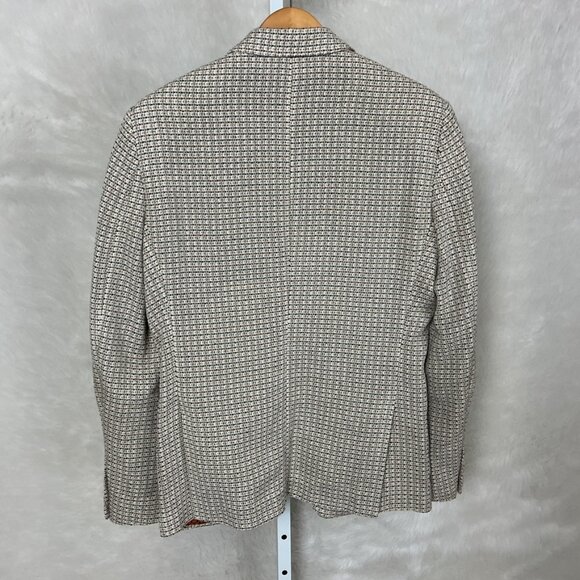 Scotch & Soda Men's Regular Fit Cotton Blend Ivory, Blue & Orange Woven Blazer M - Picture 3 of 9